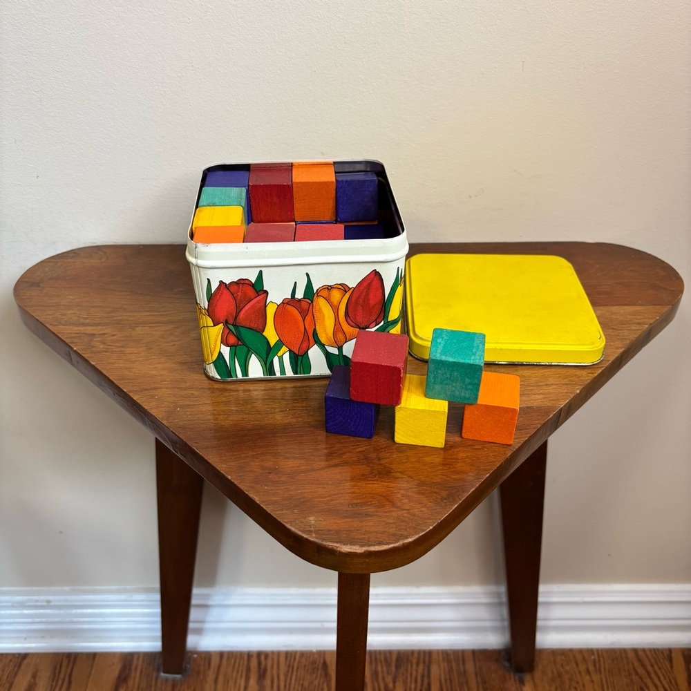 Colourful Vintage tin with blocks
